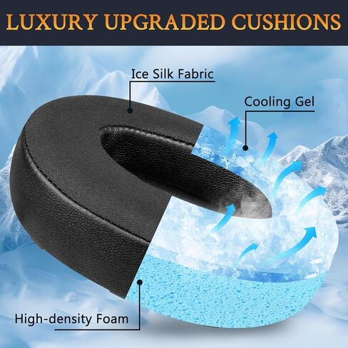 Soulwit Cooling Geling Earpads Cushions for Audio-Technica ATH M50X/M40X ، Hyperx Cloud/Alpha ، Steelseries Arctis ، منصات الأذن لـ Sony MDR-1ABT/1RBT/1RNC/7506 ، Turtle Beach Stealth 420x/600-Black in Saudi Arabia