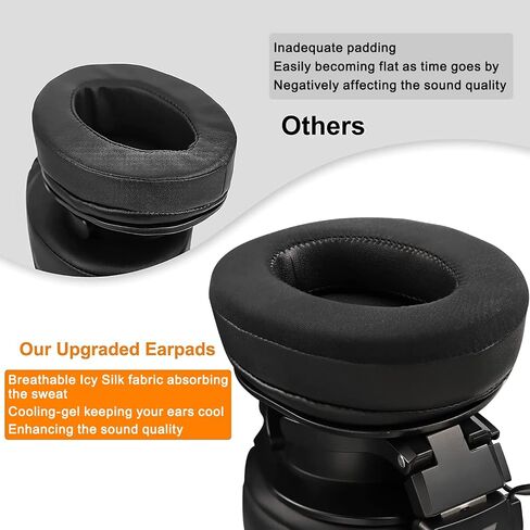 Soulwit Cooling Geling Earpads Cushions for Audio-Technica ATH M50X/M40X ، Hyperx Cloud/Alpha ، Steelseries Arctis ، منصات الأذن لـ Sony MDR-1ABT/1RBT/1RNC/7506 ، Turtle Beach Stealth 420x/600-Black in Saudi Arabia