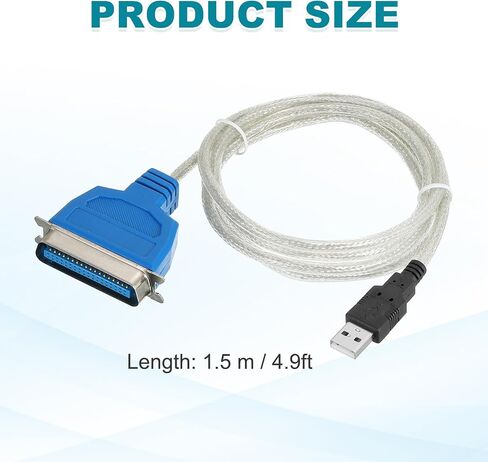 Meccanixity DB25 25 دبوس كبل طابعة المنفذ المتوازي ، 5 أقدام (1.5 متر) من الذكور USB 2.0 إلى محول CN36 الإناث مع موصلات مطلية بالنيكل لطابعات الماسحات الضوئية الأزرق والأبيض in Saudi Arabia