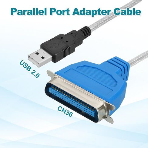 Meccanixity DB25 25 دبوس كبل طابعة المنفذ المتوازي ، 5 أقدام (1.5 متر) من الذكور USB 2.0 إلى محول CN36 الإناث مع موصلات مطلية بالنيكل لطابعات الماسحات الضوئية الأزرق والأبيض in Saudi Arabia