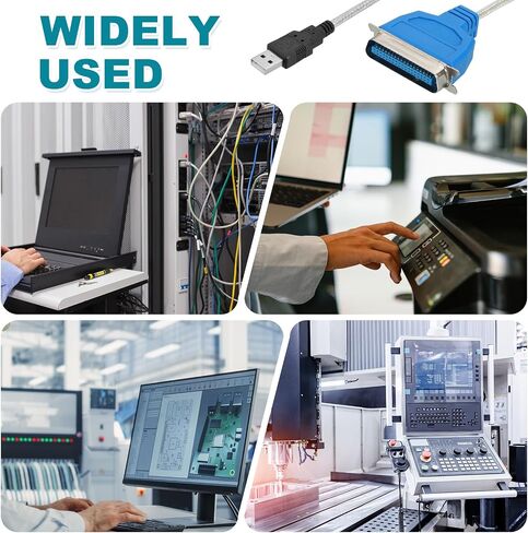 Meccanixity DB25 25 دبوس كبل طابعة المنفذ المتوازي ، 5 أقدام (1.5 متر) من الذكور USB 2.0 إلى محول CN36 الإناث مع موصلات مطلية بالنيكل لطابعات الماسحات الضوئية الأزرق والأبيض in Saudi Arabia