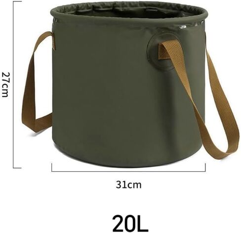 دلو قابل للطي مع مقبض ، 2.6 جالون (10 لتر)/5 جالون (20L) ، دلو الحوض في الهواء الطلق المحمول ، حاوية مائية ， دلو قابلة للطي للتخييم ، الصيد ، المشي لمسافات طويلة ، غسل السيارات ， تنظيف المنزل (الجيش الأخضر ، 20 لتر) in Kuwait