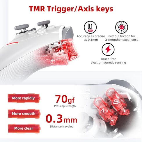 BEITONG KP20 Multiplatform الذكية اللاسلكية- تحكم اللاسلكي- TMR ومشغلات قاعة الطراز 3 ، 1000 هرتز وحدة تحكم الألعاب متوافقة مع Switch/PC/IOS/Android/Steam مع برج الشحن in Kuwait