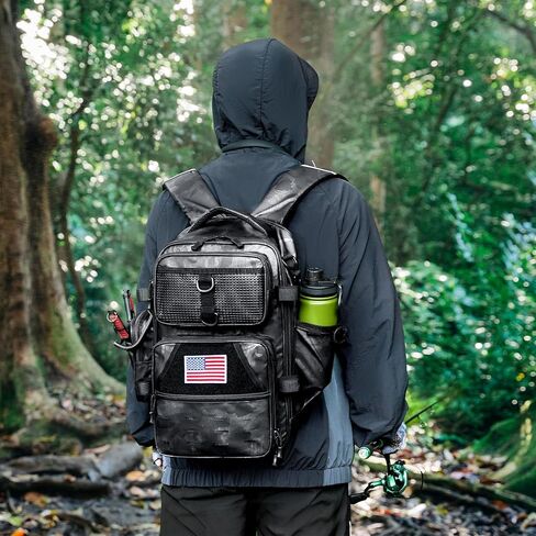 Ghosthorn Fishing Tackle Backpack with Removable Instant Workstation & 2 Rod Holders, Large Storage Water-resistant Bag Store 4 Tackle Boxes, Tackle Bag for Fishing Gear in Saudi Arabia