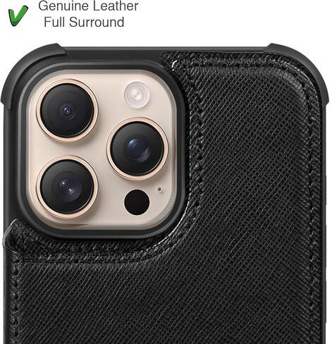 محفظة حقيقية جلدية علبة متوافقة مع iPhone 16 Pro Max 6.9 "， جلدية حقيقية-مقاومة للصدمة ، مقاومة للسقوط ، غطاء الوجه ، مع فتحة البطاقة ، مشبك مغناطيسي مزدوج ، كيكستاند ، بني متين in Kuwait