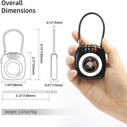 AirTag Holder for Luggage Lock, Compatible with Apple AirTag Case, Combination Lock Air Tag Holder for Kids, Car, Suitcase, Backpack Anti-Theft Travel Tracking, GPS Tracker Case, 2 Pack in Kuwait