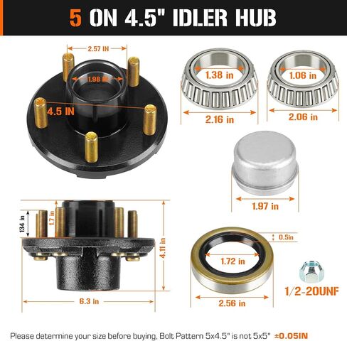 مجموعتان من AEagle 5 على 4.5 بوصة مجموعات محور مقطورة دائرة الترباس لـ 3500 رطل 1-1/16 بوصة إلى 1-3/8 بوصة، استبدال للمحامل المخروطية الداخلية والخارجية L68149 L44649 in Saudi Arabia