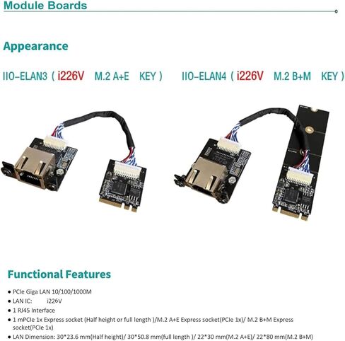 WayPonDEV M.2 A E Key to 2.5 Gigabit Ethernet Module, i225v i226v 2.5G Ethernet Server NIC, 10/100/1000/25000 Mbps RJ45 LAN, Multi-Gigabit M.2 Network Card, Support 2230 (15CM, i226 M.2 A+E Key) in Saudi Arabia
