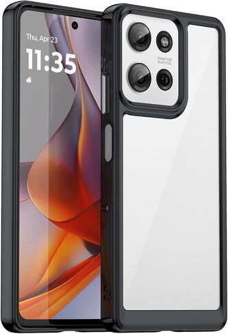 بالنسبة لحالة هاتف Moto G75 5G ، مع حماية امتصاص صدمة خفيفة الوزن وعالية الشفافية ، فإن مادة TPU لمسة مريحة ، كاميرا شاشة للحماية العالية (أسود) in Kuwait