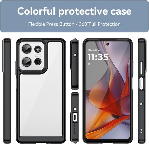 بالنسبة لحالة هاتف Moto G75 5G ، مع حماية امتصاص صدمة خفيفة الوزن وعالية الشفافية ، فإن مادة TPU لمسة مريحة ، كاميرا شاشة للحماية العالية (أسود) in Kuwait