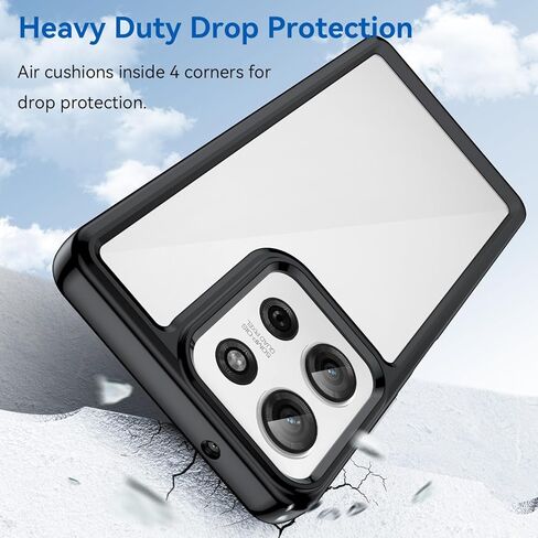 بالنسبة لحالة هاتف Moto G75 5G ، مع حماية امتصاص صدمة خفيفة الوزن وعالية الشفافية ، فإن مادة TPU لمسة مريحة ، كاميرا شاشة للحماية العالية (أسود) in Kuwait