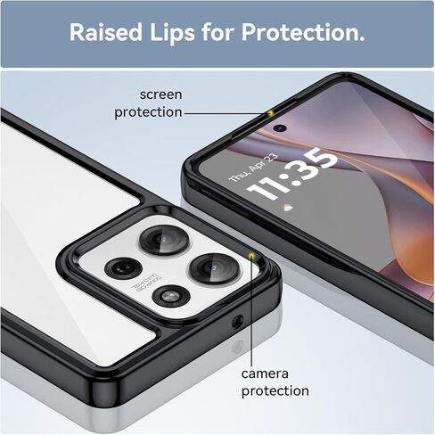 بالنسبة لحالة هاتف Moto G75 5G ، مع حماية امتصاص صدمة خفيفة الوزن وعالية الشفافية ، فإن مادة TPU لمسة مريحة ، كاميرا شاشة للحماية العالية (أسود) in Kuwait