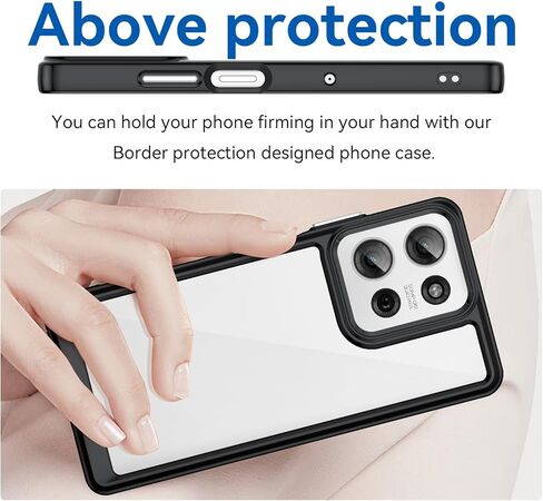 بالنسبة لحالة هاتف Moto G75 5G ، مع حماية امتصاص صدمة خفيفة الوزن وعالية الشفافية ، فإن مادة TPU لمسة مريحة ، كاميرا شاشة للحماية العالية (أسود) in Kuwait