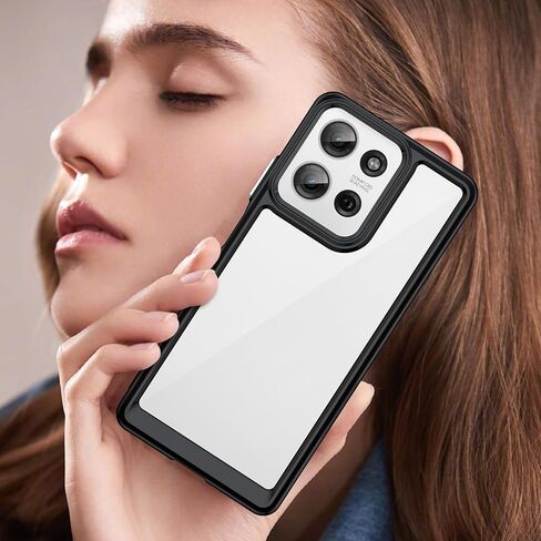 بالنسبة لحالة هاتف Moto G75 5G ، مع حماية امتصاص صدمة خفيفة الوزن وعالية الشفافية ، فإن مادة TPU لمسة مريحة ، كاميرا شاشة للحماية العالية (أسود) in Kuwait