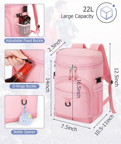 حقيبة ظهر باردة ، 22L مقاوم للماء بروريدات الظهر الناعمة تسرب حقيبة غداء على الشاطئ المعزولة للتخييم في الصيد ، الشاطئ ، المشي لمسافات طويلة ، السفر in Kuwait