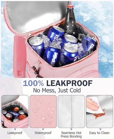 حقيبة ظهر باردة ، 22L مقاوم للماء بروريدات الظهر الناعمة تسرب حقيبة غداء على الشاطئ المعزولة للتخييم في الصيد ، الشاطئ ، المشي لمسافات طويلة ، السفر in Kuwait