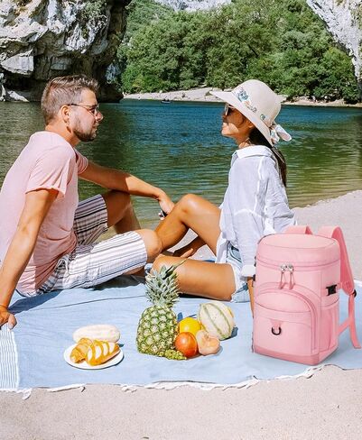 حقيبة ظهر باردة ، 22L مقاوم للماء بروريدات الظهر الناعمة تسرب حقيبة غداء على الشاطئ المعزولة للتخييم في الصيد ، الشاطئ ، المشي لمسافات طويلة ، السفر in Kuwait