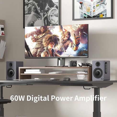 مكبرات صوت H2 Bookshelf، ستيريو 60 وات، مشغل تسجيل/سماعات أجهزة الكمبيوتر، DSP، مكبر صوت من ألياف الكربون، مكبر صوت حريري، بصري/USB-C/AUX، بلوتوث 5.3، أزرق داكن in Kuwait