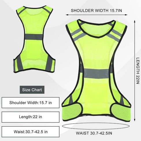 Reflective Running Vest Safety Running Gear High Visibility Reflector Vest with Large Pocket for Runners Biking Walking Women Men Lightweight Comfy in Saudi Arabia