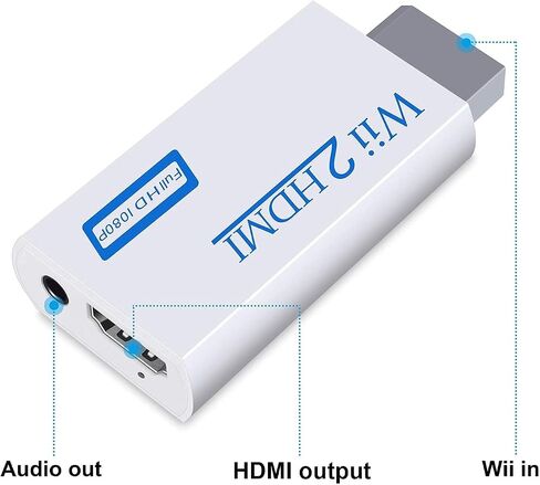 BSWL Wii HDMI Adapter for TV, Wii to HDMI Converter Wii Hdmi Adapter Converter Full HD 1080P Video Adapter with 3.5mm Audio and HDMI Output, Supports All Wii Display Modes in Saudi Arabia