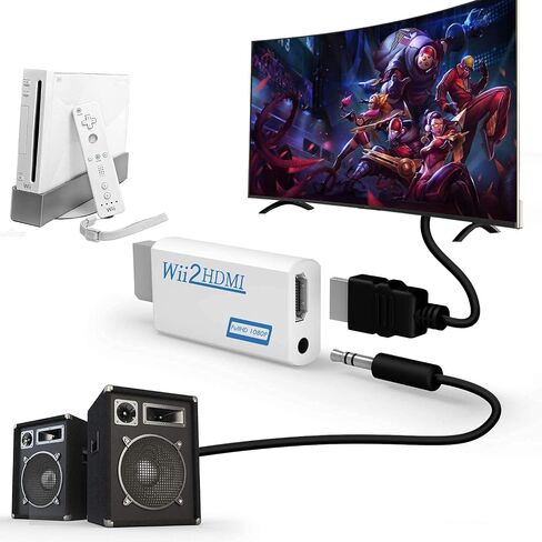BSWL Wii HDMI Adapter for TV, Wii to HDMI Converter Wii Hdmi Adapter Converter Full HD 1080P Video Adapter with 3.5mm Audio and HDMI Output, Supports All Wii Display Modes in Saudi Arabia