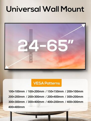 40 50 55 inch Tilting TV Wall Mount for 24-65 '' TVs, Low Profile TV Mount, Ultra Slim Wall Mounts TVs Bracket, Max VESA 400x400mm, 99 lbs & 16 inch Studs, Fit Most 32+ 42 43 45 Screen in Saudi Arabia