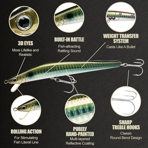 Lucky Craft Flashminnow 125 Yawara ، سحر الصيد في المياه المالحة ، وملحقات صيد الأسماك الأزهار Jerkbait ، وسحر الصيد في الهلبوت وصيد الجهير in Kuwait