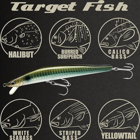 Lucky Craft Flashminnow 125 Yawara ، سحر الصيد في المياه المالحة ، وملحقات صيد الأسماك الأزهار Jerkbait ، وسحر الصيد في الهلبوت وصيد الجهير in Kuwait