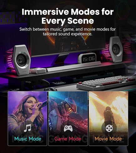 مكبرات الصوت Edifier G2000 Pro 2.0 RGB مع طاقة 64W ، 270 درجة من TempofLow ™ Light Sync ، الصوت المحيطي الظاهري 7.1 - Bluetooth 5.4/USB -C/AUX للكمبيوتر الشخصي ، PS5 ، Xbox (أسود) in Saudi Arabia