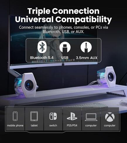 مكبرات الصوت Edifier G2000 Pro 2.0 RGB مع طاقة 64W ، 270 درجة من TempofLow ™ Light Sync ، الصوت المحيطي الظاهري 7.1 - Bluetooth 5.4/USB -C/AUX للكمبيوتر الشخصي ، PS5 ، Xbox (أسود) in Saudi Arabia