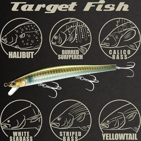 Lucky Craft Flashminnow 125 Yawara ، سحر الصيد في المياه المالحة ، وملحقات صيد الأسماك الأزهار Jerkbait ، وسحر الصيد في الهلبوت وصيد الجهير in Kuwait