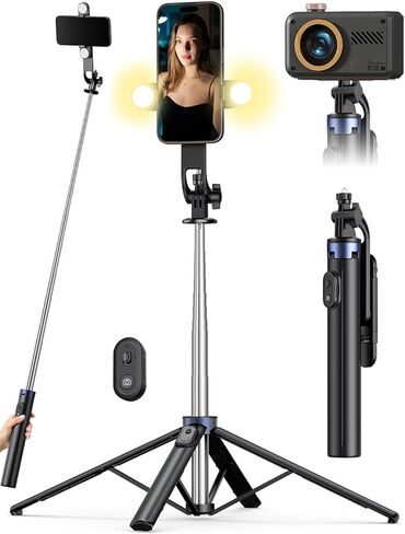 71 "Tripod و Selfie Stick ، ​​تصميم أكثر استقرارًا 4 أرجل ، حامل ثلاثي القوائم للهاتف الخلوي القابل للتمديد مع جهاز التحكم عن بعد اللاسلكي و 2 ملء ضوء ، متوافق مع هاتف iPhone Android ، الكاميرا in Kuwait