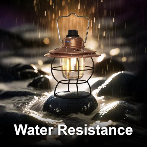 LED Camping Lantern Rechargeable Dimmable, Portable Vintage Outdoor Lantern 2700-6500K Waterproof, Hanging Retro Lamp Indoor Outdoor for Garden, Hiking, Emergency, Copper in Kuwait
