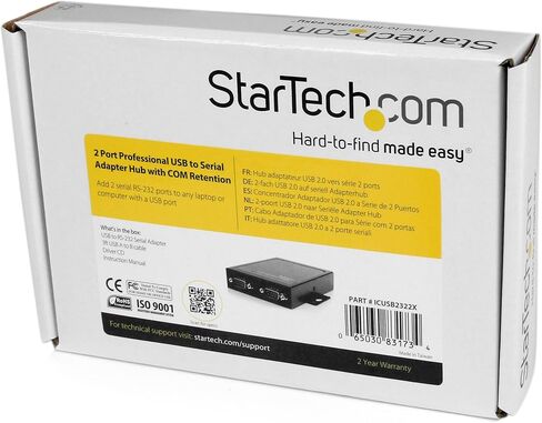 StarTech.com USB to Serial Adapter Hub - 4 Port - Wall Mount - COM Port Retention - Texas Instruments - USB to RS232 Adapter (ICUSB2324X), Black in Saudi Arabia