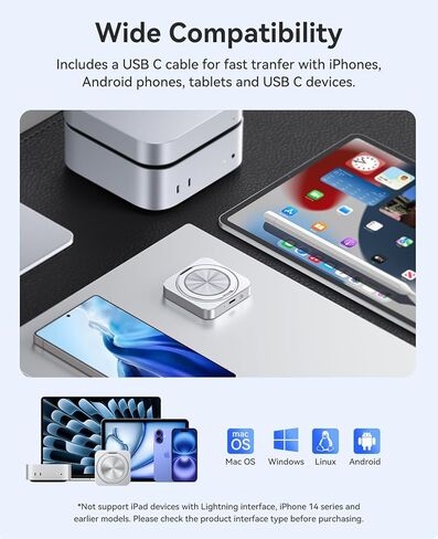 Orico 1TB SSD المغناطيسي SSD مع Kickstand ، حتى 2000 ميجابايت/ثانية ، 4K PRORES HDR سجل ومتجر ، سبيكة الألومنيوم ، MAGSAFE SSD لأجهزة iPhone 16 Pro Max ، Tablet ، الكمبيوتر - CZ20Plus in Kuwait
