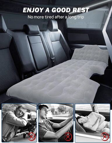 JOYTUTUS Back Seat Air Mattress with Air Pump Compatible with 2024 2025 Cybertruck, Inflatable Back Seat Air Mattress for Camping Sleeping in Saudi Arabia