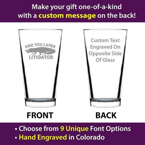 See You Later Litigator - Pint Glass for Beer - Funny Lawyer Gifts for Law School Graduates - 16 oz Glass in Saudi Arabia