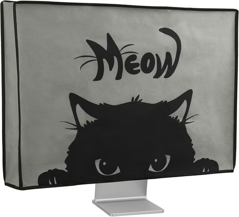 غطاء مراقب الكمبيوتر Kwmobile متوافق مع 20-22 "شاشة - مواء كات رمادي/أسود in Saudi Arabia