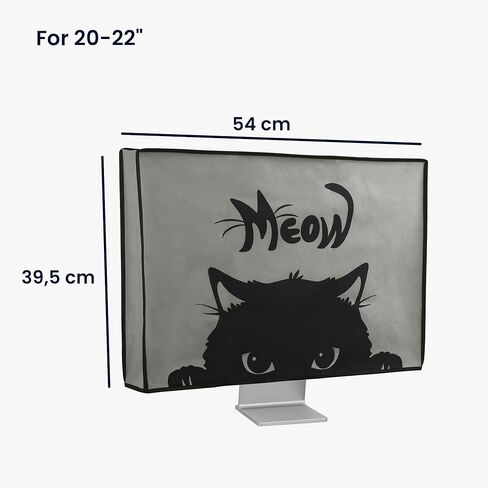 غطاء مراقب الكمبيوتر Kwmobile متوافق مع 20-22 "شاشة - مواء كات رمادي/أسود in Saudi Arabia