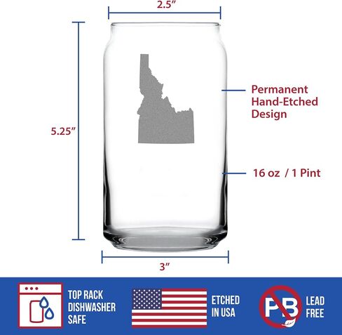 علبة بيرة من Idaho State Outline - ديكور للشرب تحت عنوان الدولة وهدايا للنساء والرجال في Idahoan - أكواب 16 أونصة in Kuwait