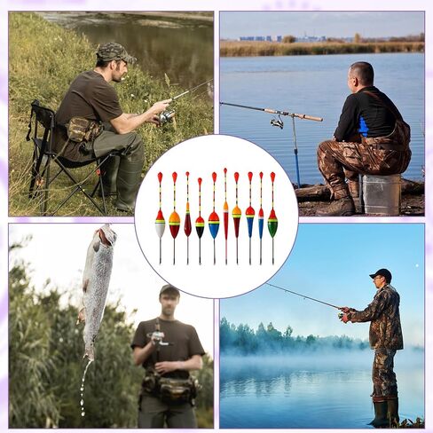 Fishing Float and Bobber,10 Pcs Oval Trout Float Foam Fishing Floats Wood Slip Fishings Bobbers, Bobber Stopper Spring Stick Slip Floats Accessories for Fishings in Saudi Arabia