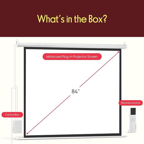 Pyle 84" Motorized Projector Screen – Matte White 4:3 Format, Automatic Pull Down Projection Display with Wireless Remote, Wall and Ceiling Mount Options, Portable Home, Office, Classroom Cinema in Saudi Arabia