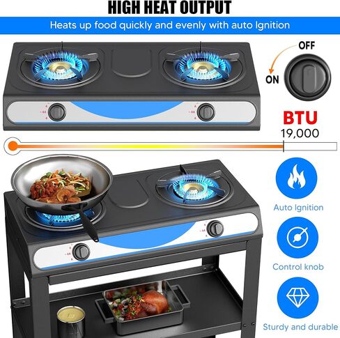 موقد غاز البروبان forimo ، 2 حرق ، اشتعال السيارات ، المحمولة ، الفولاذ المقاوم للصدأ ، 19000 وحدة حرارية/ساعة ، مثالية للمطابخ في الهواء الطلق in Kuwait