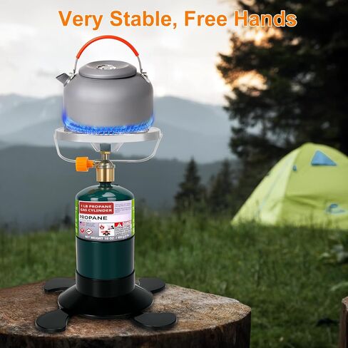Camping Stove Propane Burner, Portable Camp Stove with Foldable Gas Tank Base, Adjustable Flame Backpacking Cooker for Camping, Small Single Burner Propane Stoves Kit for Hiking Tent Outdoor Cooking in Saudi Arabia