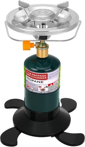 Camping Stove Propane Burner, Portable Camp Stove with Foldable Gas Tank Base, Adjustable Flame Backpacking Cooker for Camping, Small Single Burner Propane Stoves Kit for Hiking Tent Outdoor Cooking in Saudi Arabia