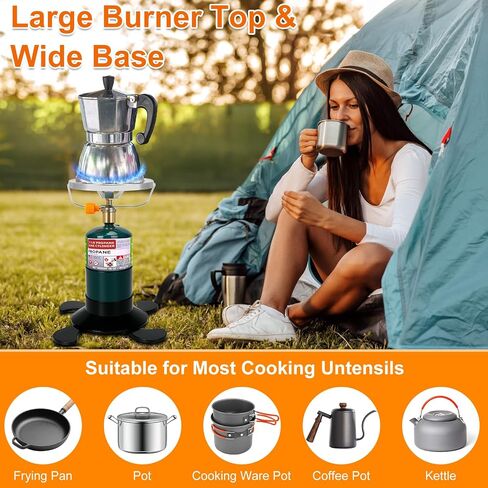 Camping Stove Propane Burner, Portable Camp Stove with Foldable Gas Tank Base, Adjustable Flame Backpacking Cooker for Camping, Small Single Burner Propane Stoves Kit for Hiking Tent Outdoor Cooking in Saudi Arabia