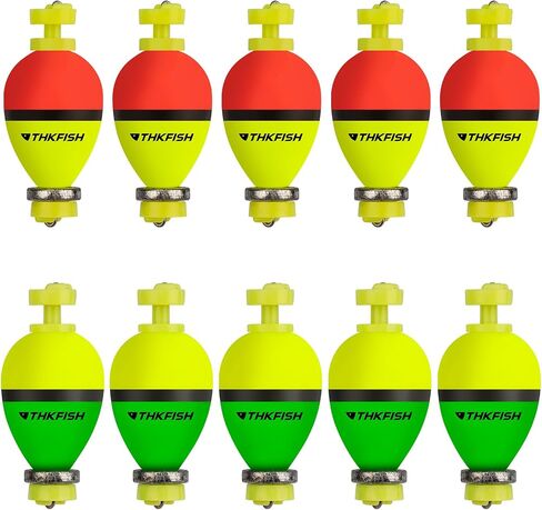 THKFISH Fishing Bobbers Floats,10 Packs Weighted Bobbers, Foam Oval Slip Bobbers for Fishing, Three Colours Crappie Bobbers, for Fishing Bluegill Crappie Panfish Bass Trout, 1in 1.5in 2in in Saudi Arabia