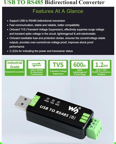 لوحة محول ثنائية الاتجاه الصناعية USB إلى RS485 ، رقاقة CH343G و SP485EEN على متن التلفزيون/دوائر حماية الصمامات القابلة لإعادة التوطين ، مسافة الإرسال تصل إلى 1.2km in Saudi Arabia