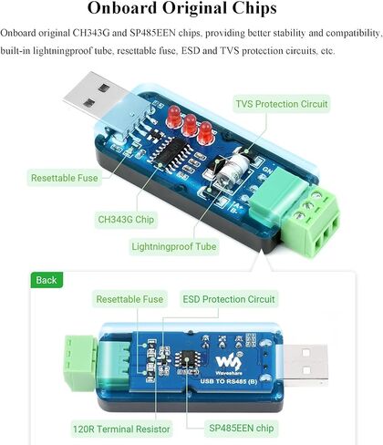 لوحة محول ثنائية الاتجاه الصناعية USB إلى RS485 ، رقاقة CH343G و SP485EEN على متن التلفزيون/دوائر حماية الصمامات القابلة لإعادة التوطين ، مسافة الإرسال تصل إلى 1.2km in Saudi Arabia