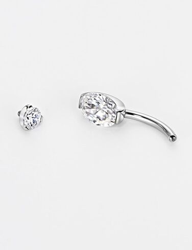 14 Gauge 316L Surgical Steel Belly Button Ring CZ Flower Belly Ring Dangling Piercing Jewelry Barbells Clear Cubic Zirconia Navel Rings Silver Screw Bar 10 mm Screw on Piercing Stud Ball End 14G in Saudi Arabia